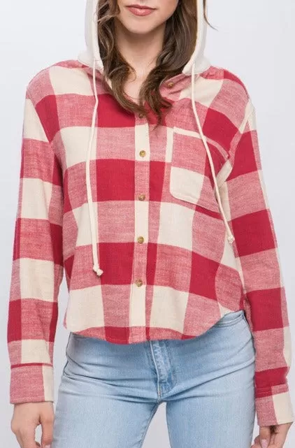 Hooded Plaid Shirt