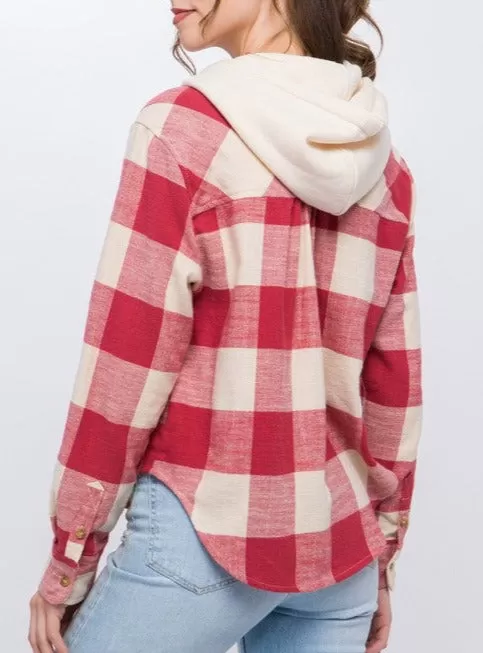 Hooded Plaid Shirt