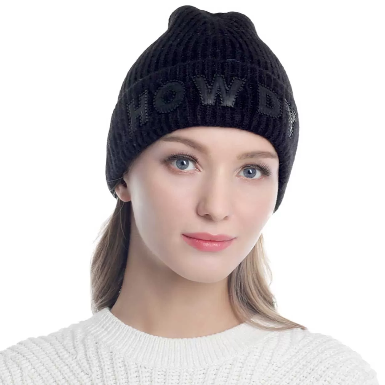 Howdy Message Knit Beanie Hat