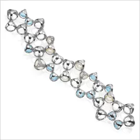 Icona Blue Quartz, Pearl & Diamond Bracelet in Sterling Silver