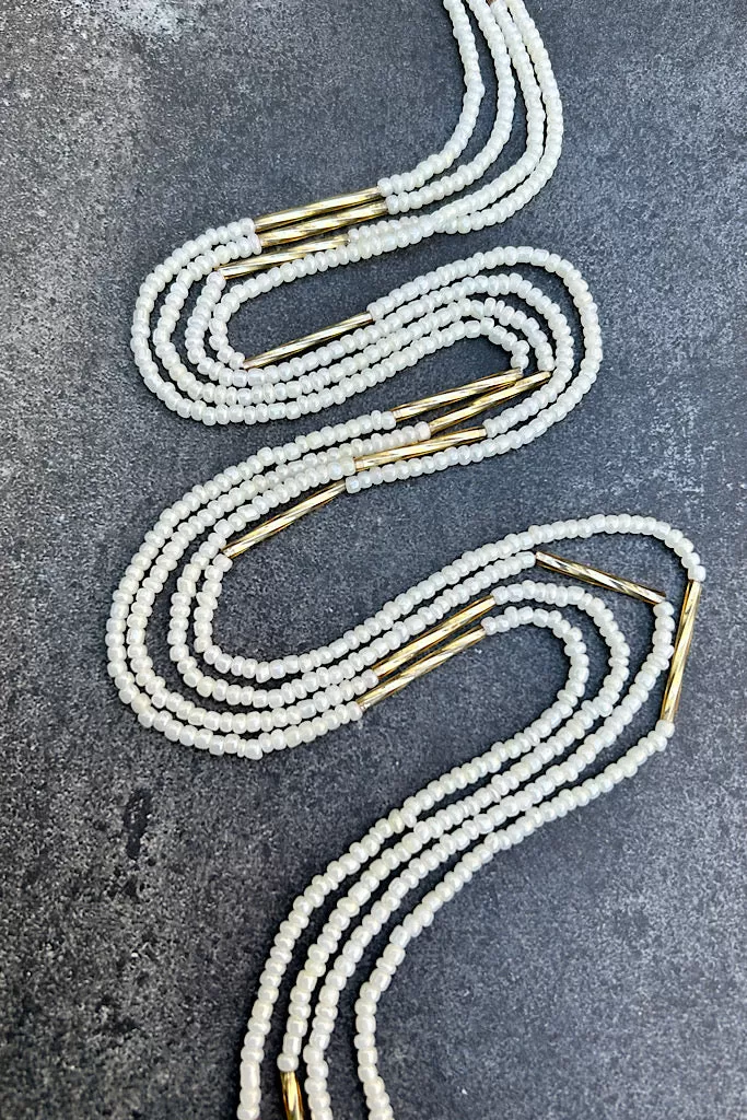 Ivory Shimmer Tie On Waist Beads