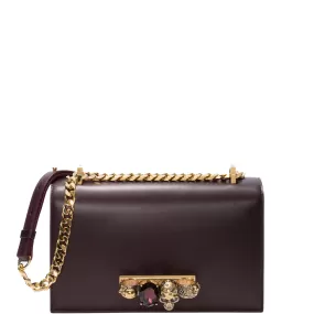 Jewelled Knuckle Satchel Smooth, Dark Purple/Gold