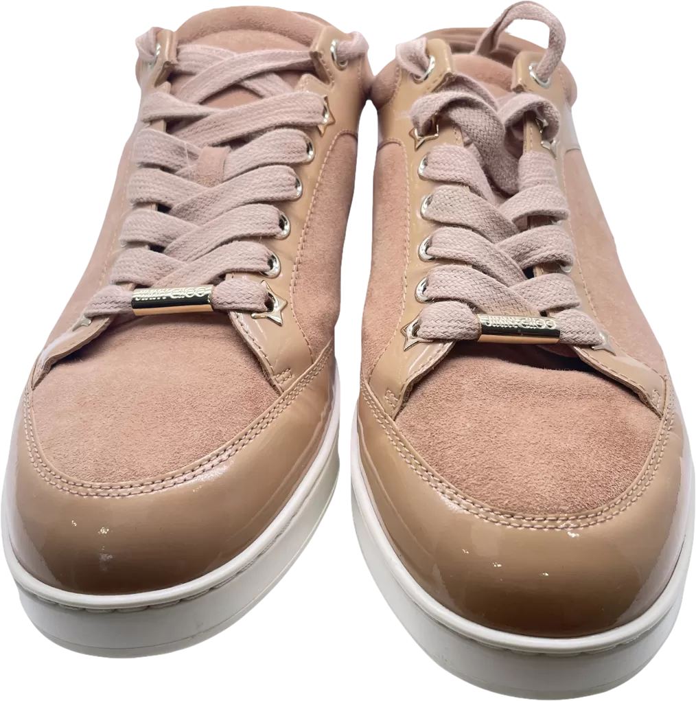 Jimmy Choo Beige Patent & Suede  Miami Sneakers UK 4 EU 37 👠