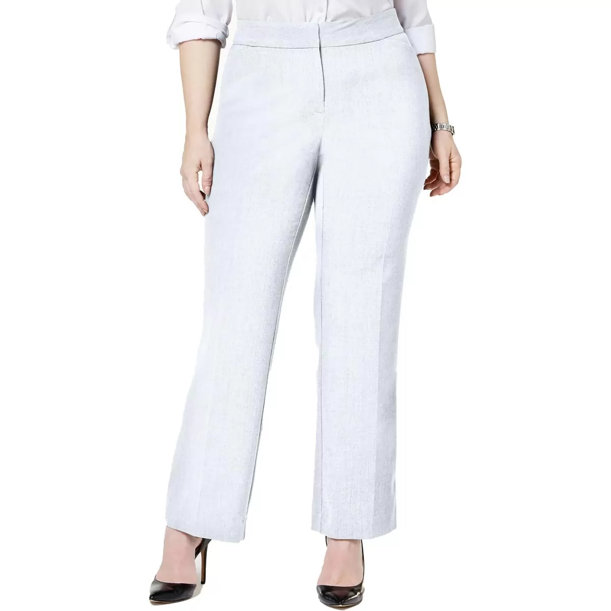 JM Collection Womens Plus Comfort Waist Slim Leg Dress Pants