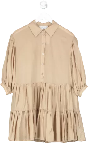 L'academie Brown Tiered Smock Dress UK XS