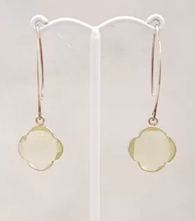 Lemon Quartz Single Gem Drop V-hook Earrings