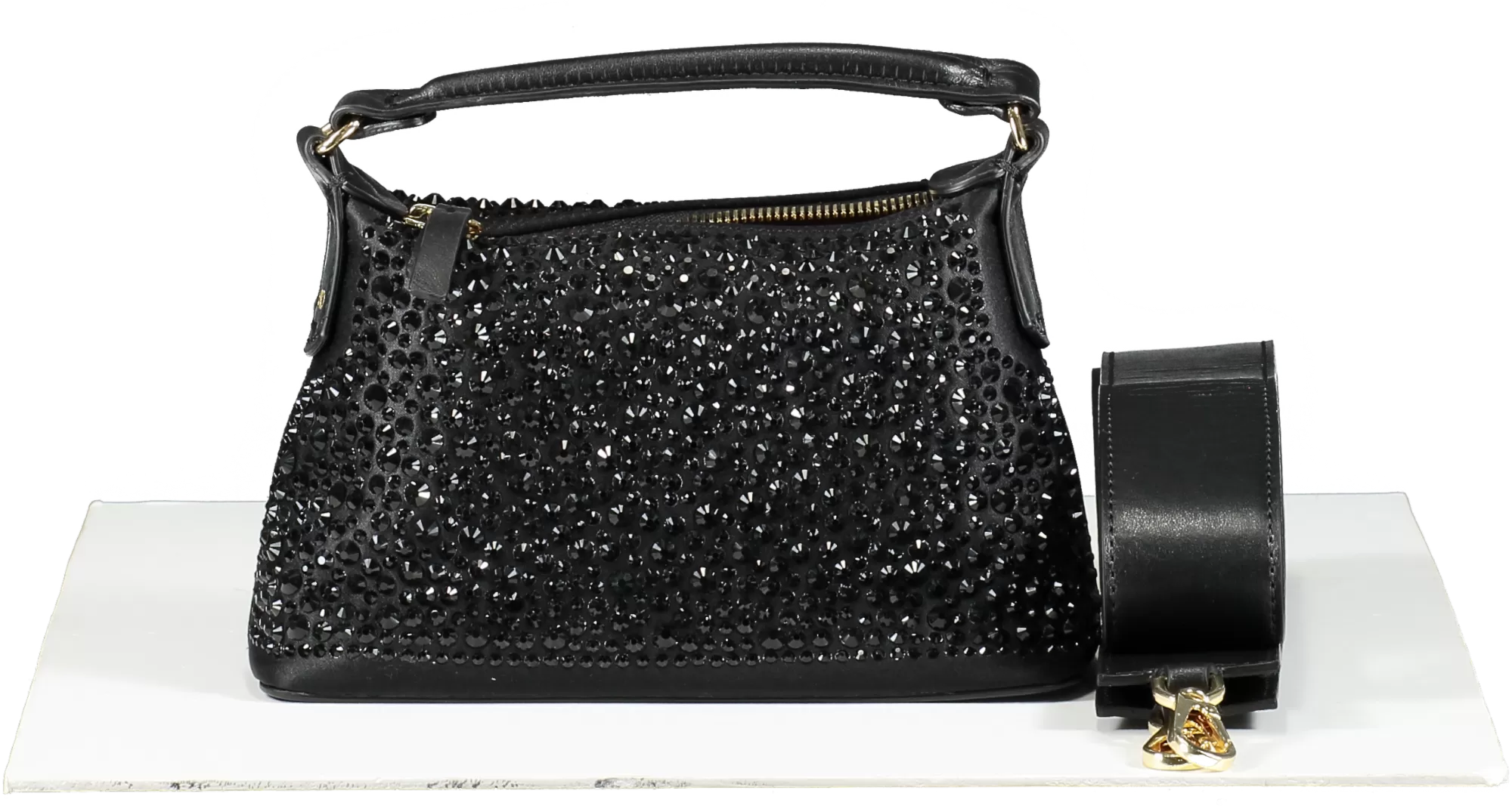 liu-jo Black Micro Hobo Bag With Gemstones