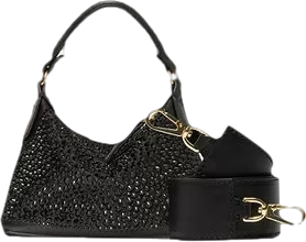 liu-jo Black Micro Hobo Bag With Gemstones