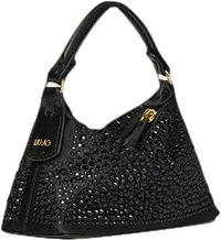 liu-jo Black Micro Hobo Bag With Gemstones