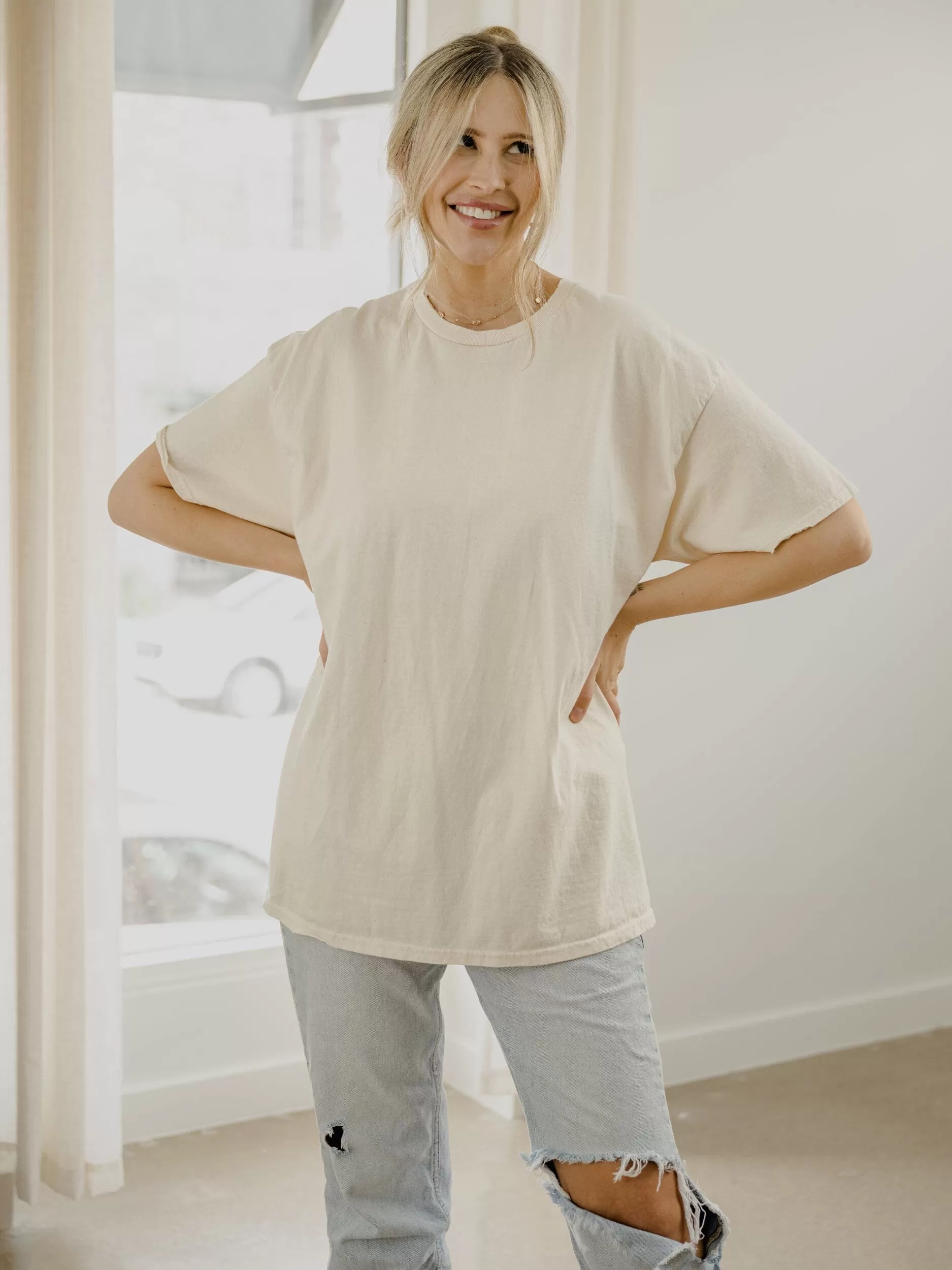 LivyLu Blank Off White Thrifted Tee