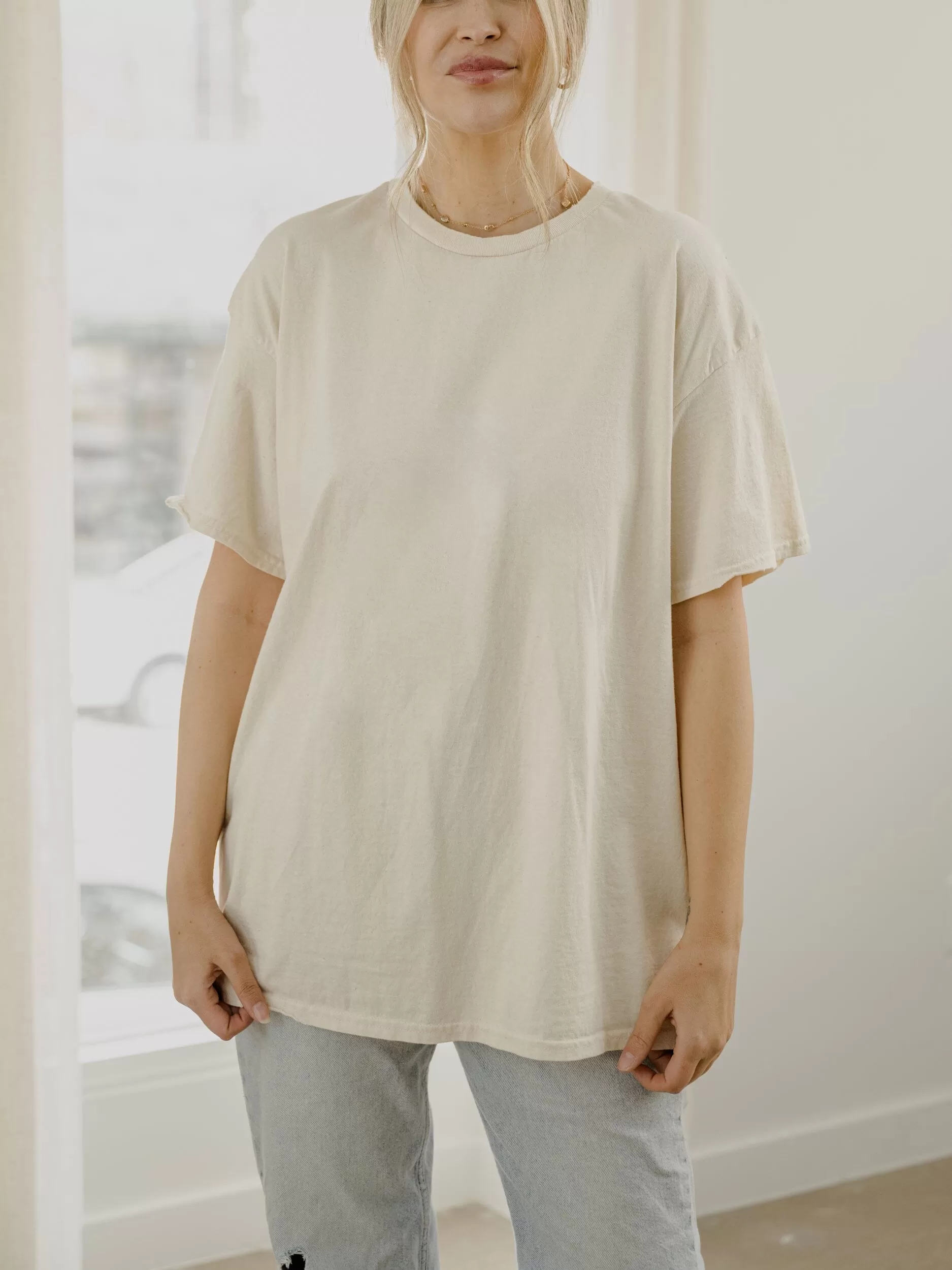 LivyLu Blank Off White Thrifted Tee