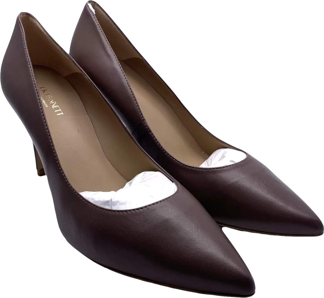 LK Bennett Brown Floret Pointed-toe Leather Courts UK 9 EU 42 👠