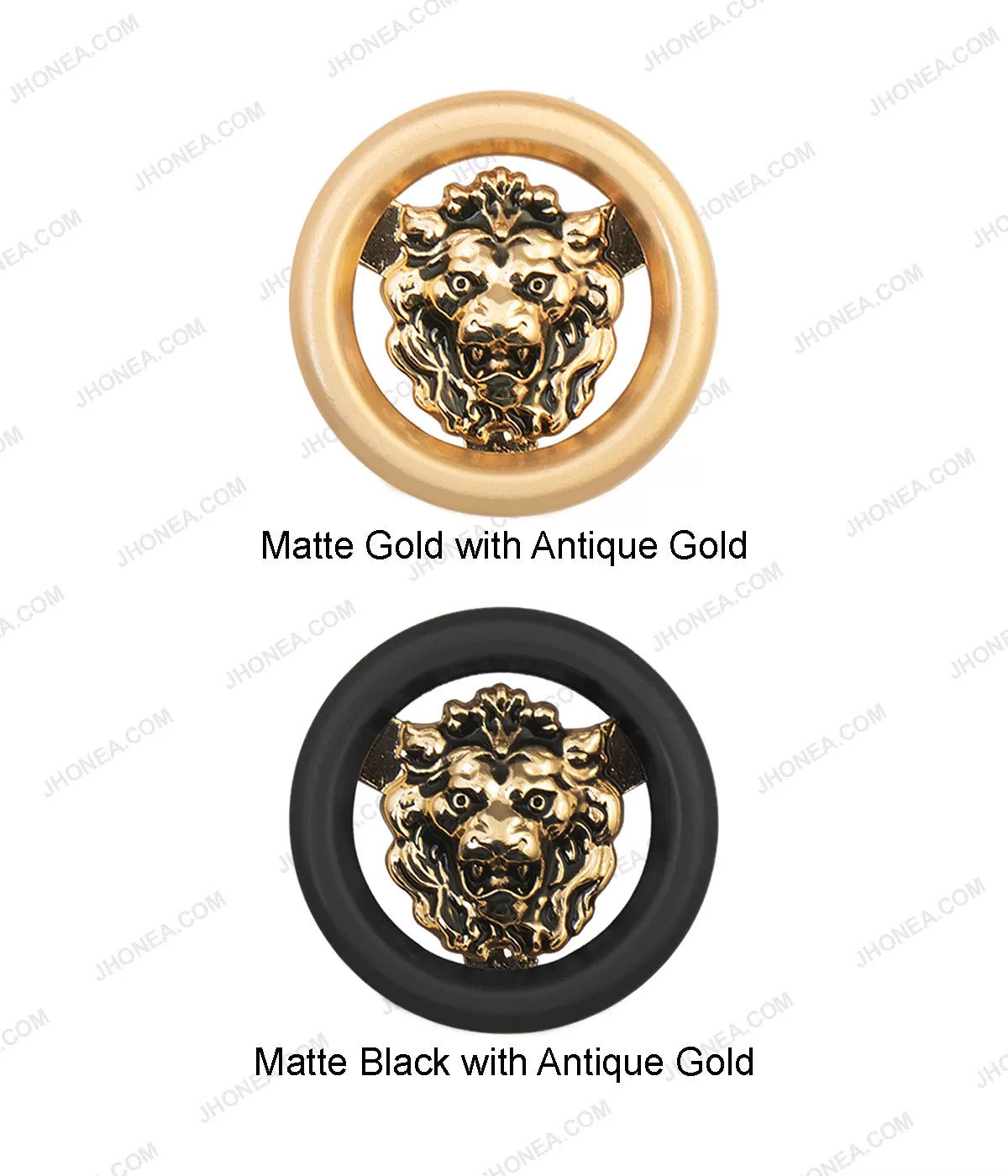 Luxury Dual Tone Black & Gold Royal Lion Face Buttons