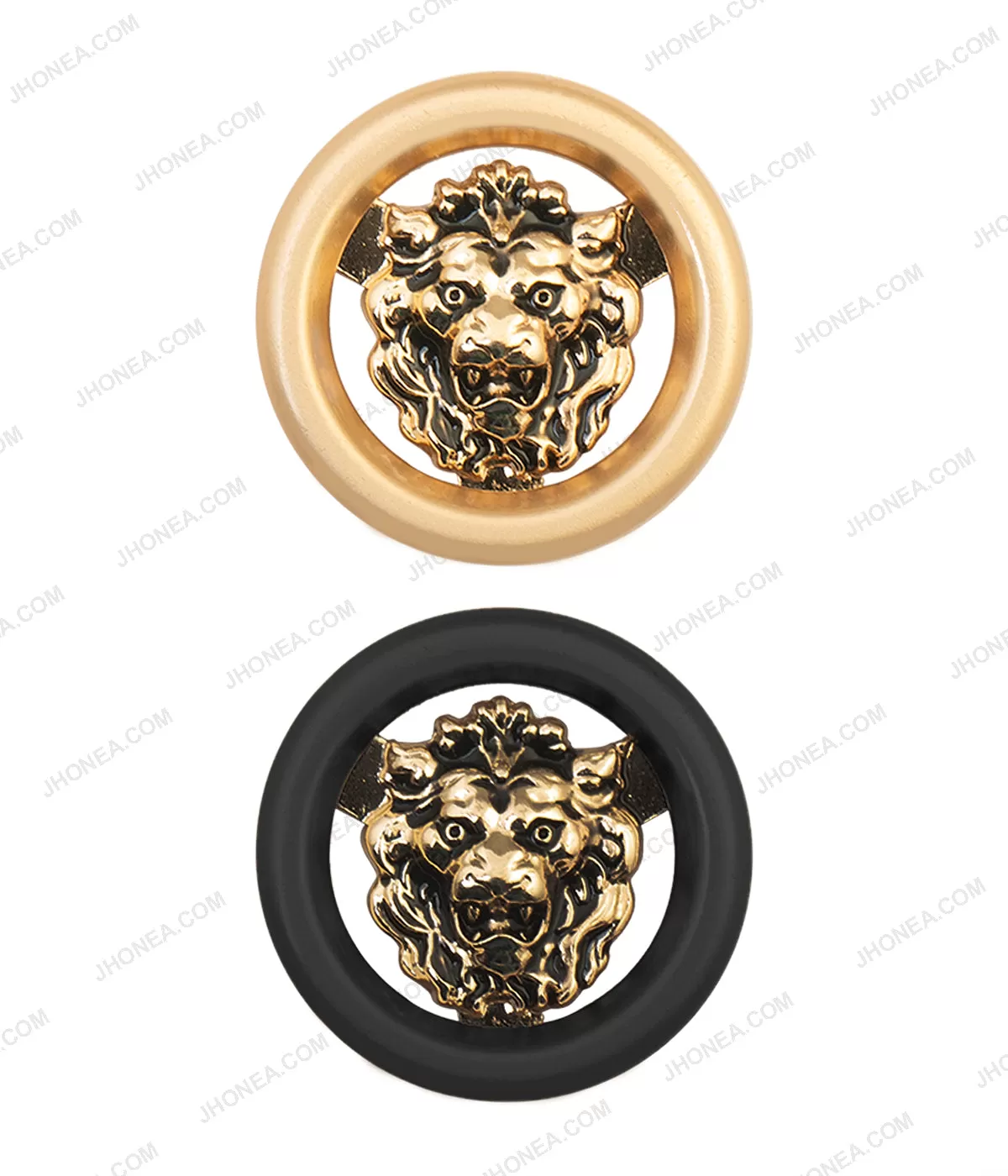 Luxury Dual Tone Black & Gold Royal Lion Face Buttons