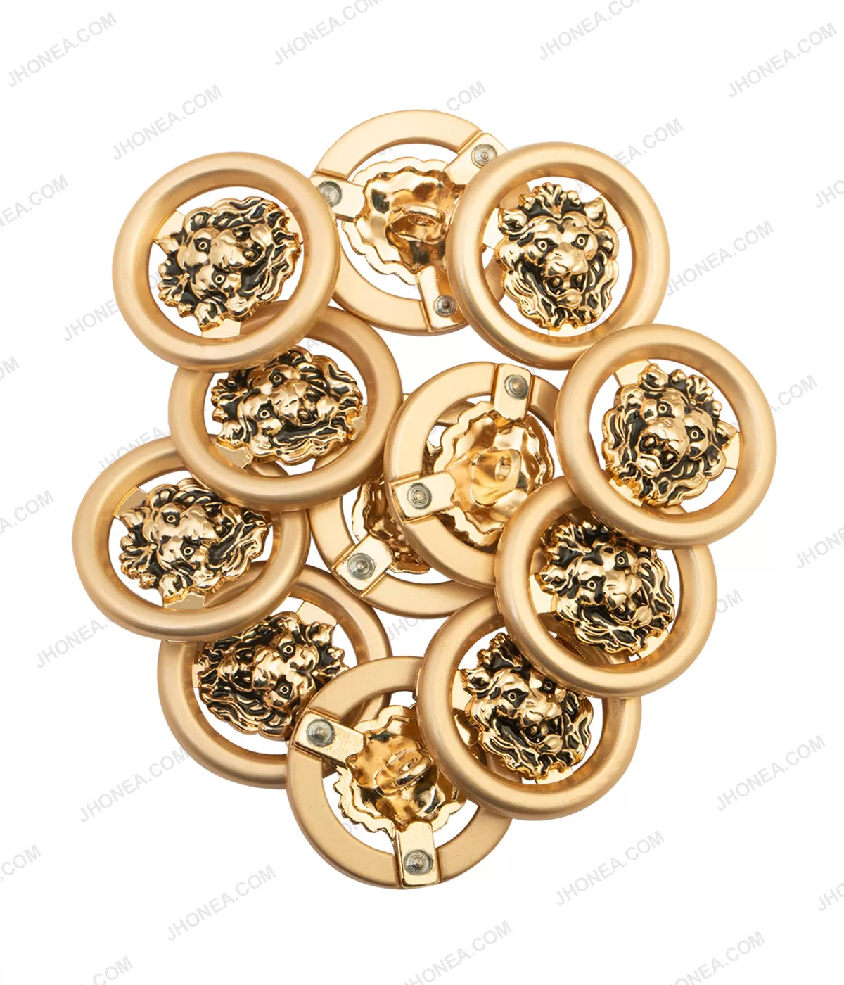 Luxury Dual Tone Black & Gold Royal Lion Face Buttons