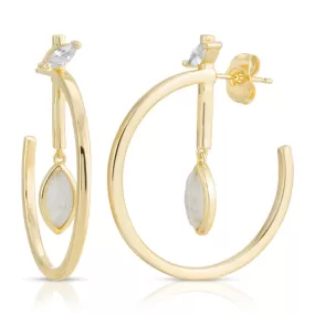 Marquise Dangle Hoops - Mother of Pearl