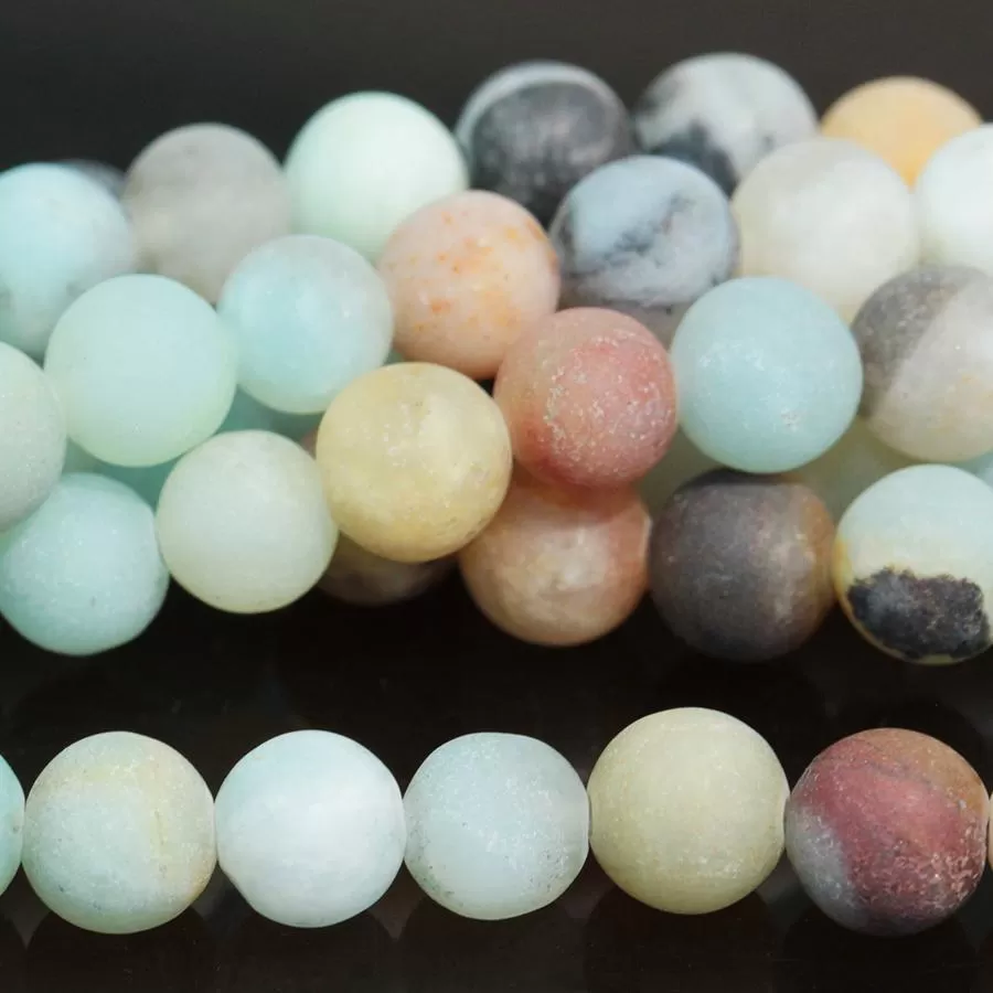 MATTE Black Gold Amazonite 6mm Round - 8-Inch