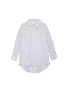 Mika Shirt in White and Lavender Stripe