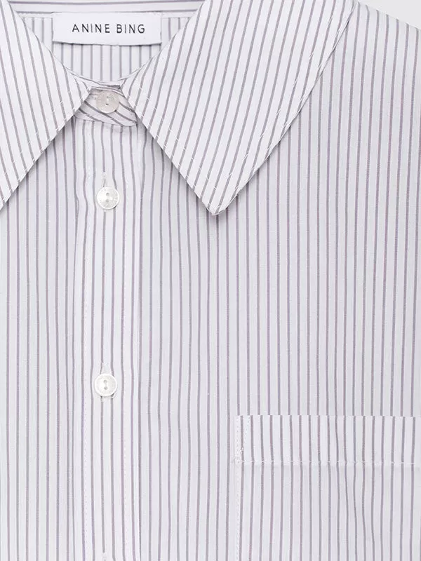 Mika Shirt in White and Lavender Stripe