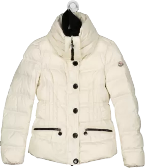 Moncler Cream Short Down Jacket With Black Buttons UK S