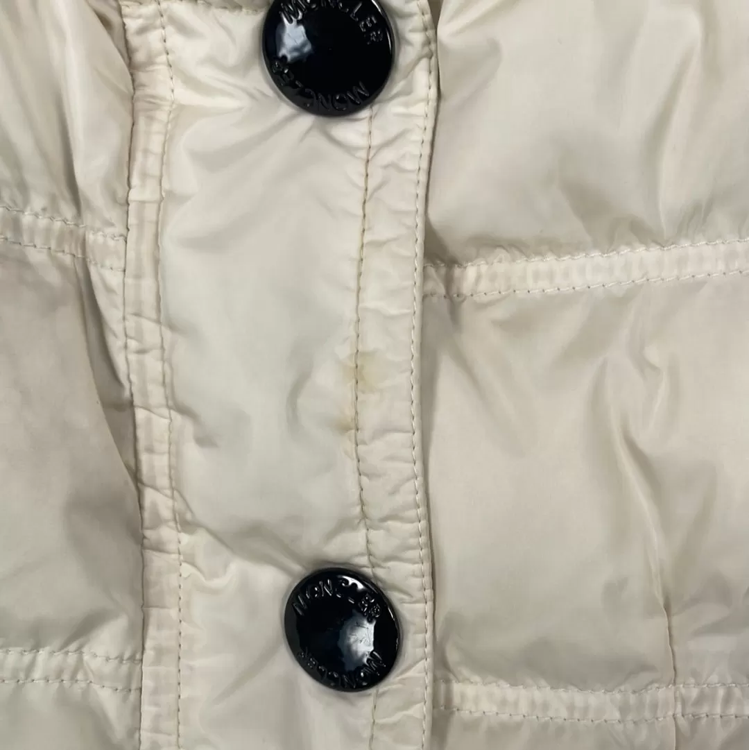 Moncler Cream Short Down Jacket With Black Buttons UK S