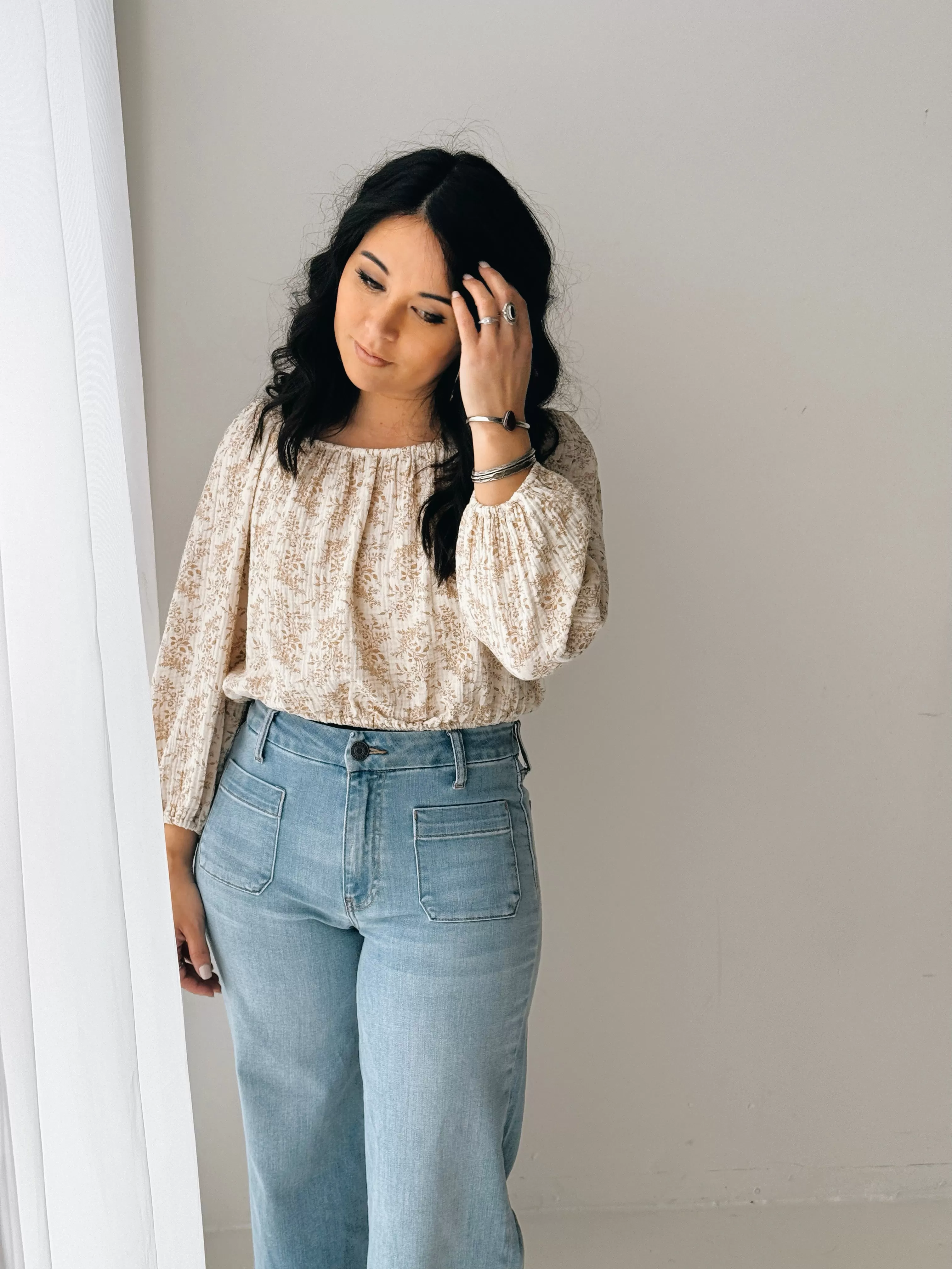 Natalie Top in Natural Floral