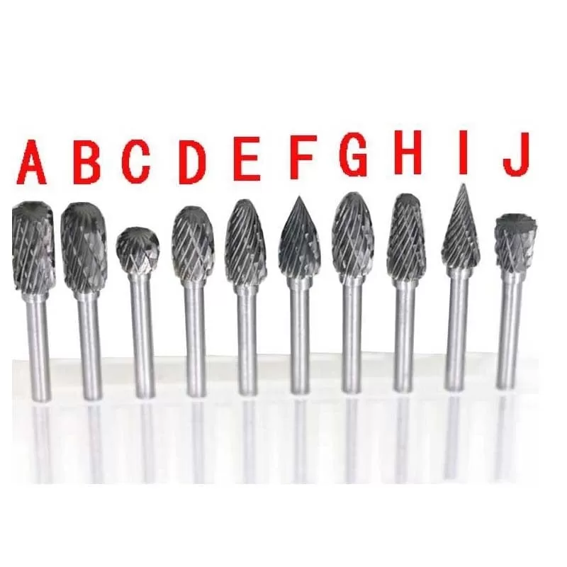 New 10pc 1/8 Shank Tungsten Carbide Milling Cutter Rotary Tool Burr Double Diamond Cut Rotary Dremel Tools Electric Grinding