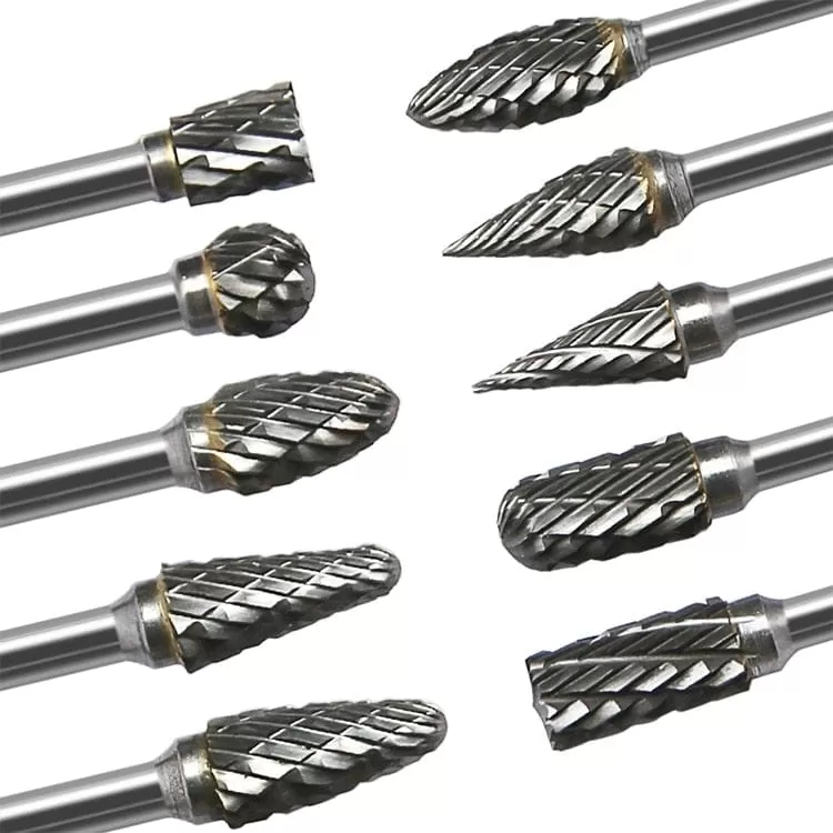 New 10pc 1/8 Shank Tungsten Carbide Milling Cutter Rotary Tool Burr Double Diamond Cut Rotary Dremel Tools Electric Grinding