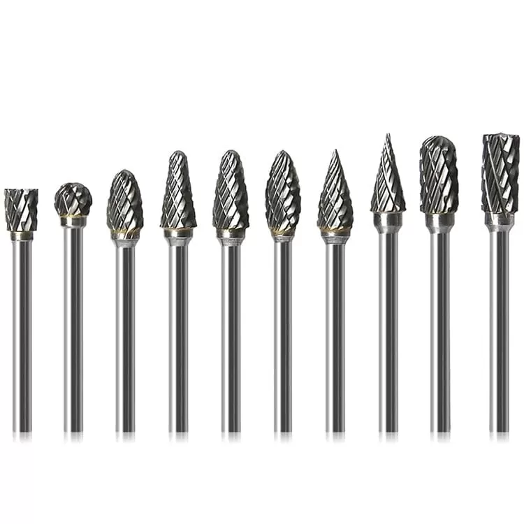 New 10pc 1/8 Shank Tungsten Carbide Milling Cutter Rotary Tool Burr Double Diamond Cut Rotary Dremel Tools Electric Grinding