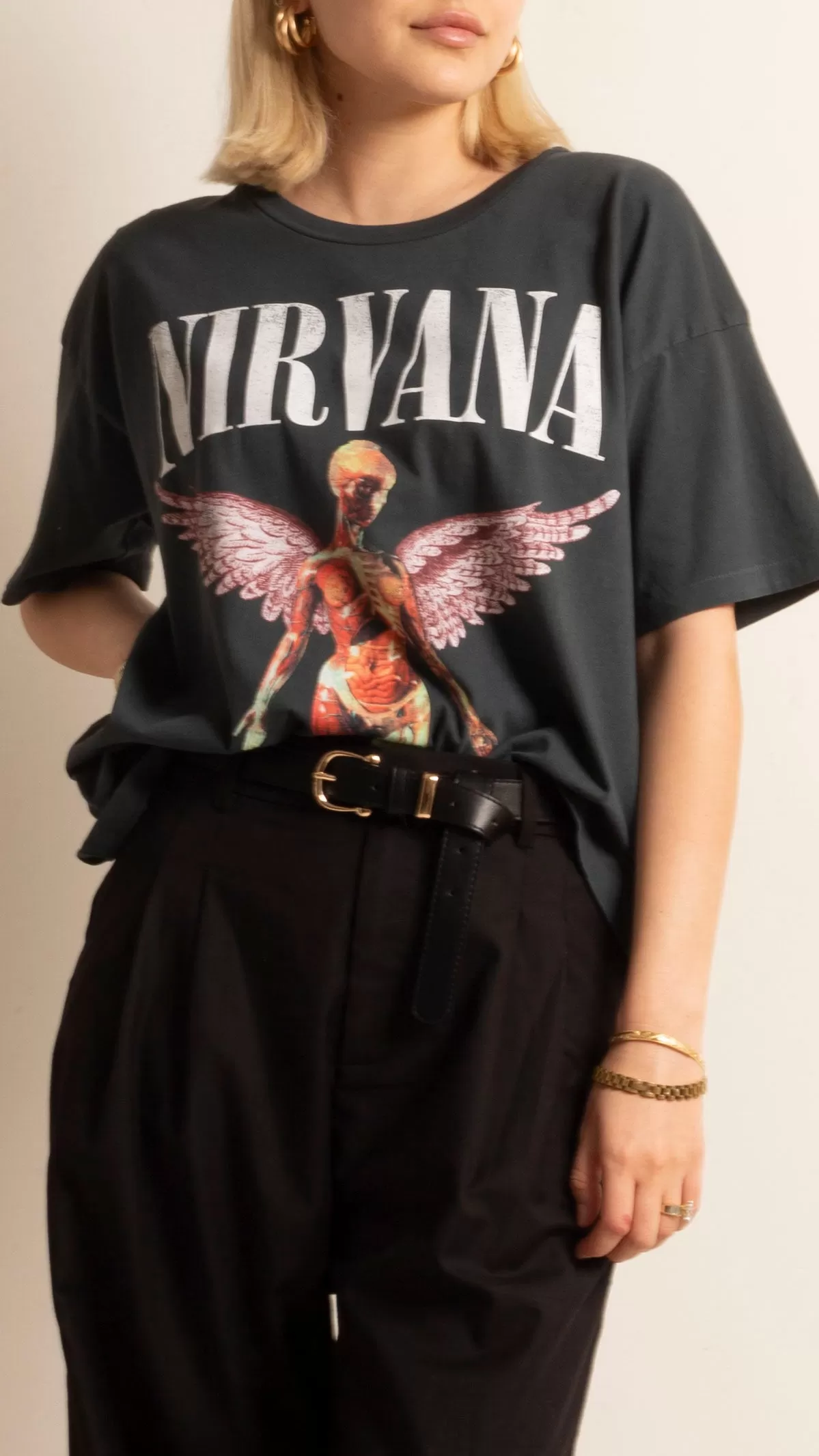 Nirvana In Utero Cover Merch Tee - Vintage Black