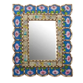 Novica Beautiful Arrangement Reverse-Painted Glass Wall Mirror