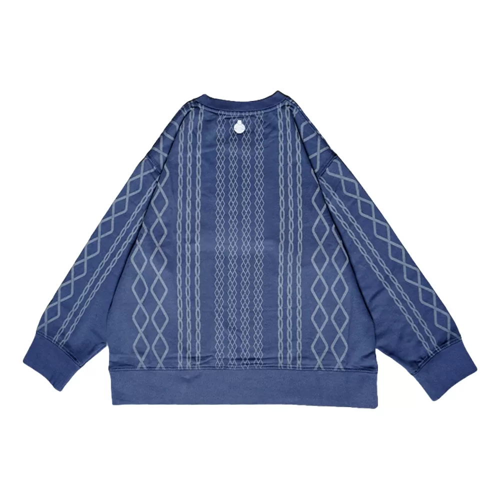 OPEN DIALOGUE LASER PRINTED PATTERN SWEATSHIRT-BLUE