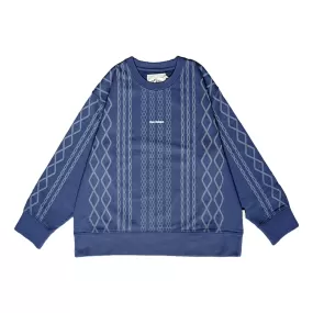 OPEN DIALOGUE LASER PRINTED PATTERN SWEATSHIRT-BLUE