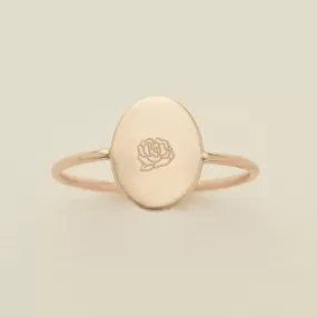 Oval Customized Ring - Initial or Birth Flower