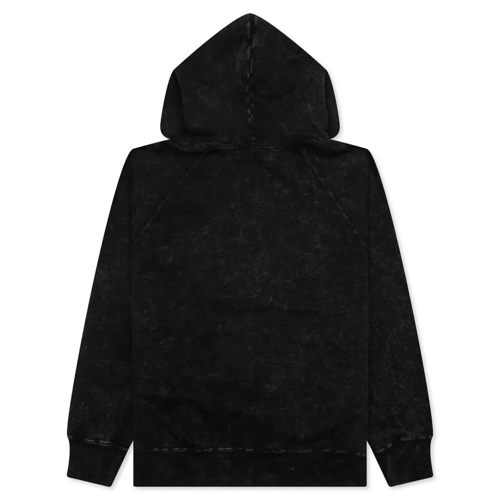 Over Dye Pullover Relaxed Fit Hoodie - Black