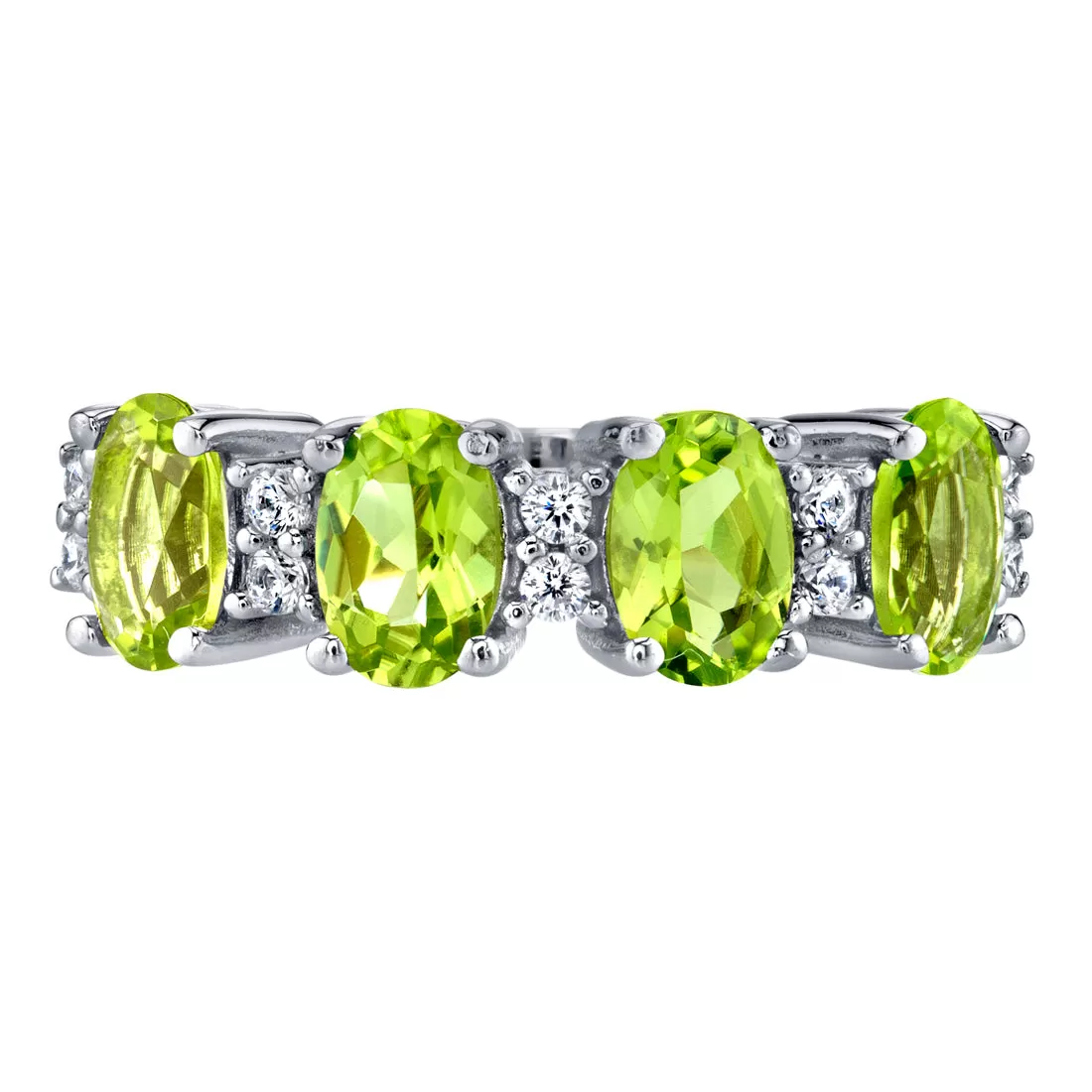 Peridot Oval Cut Sterling Silver Band Size 7