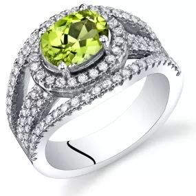 Peridot Oval Cut Sterling Silver Ring Size 5