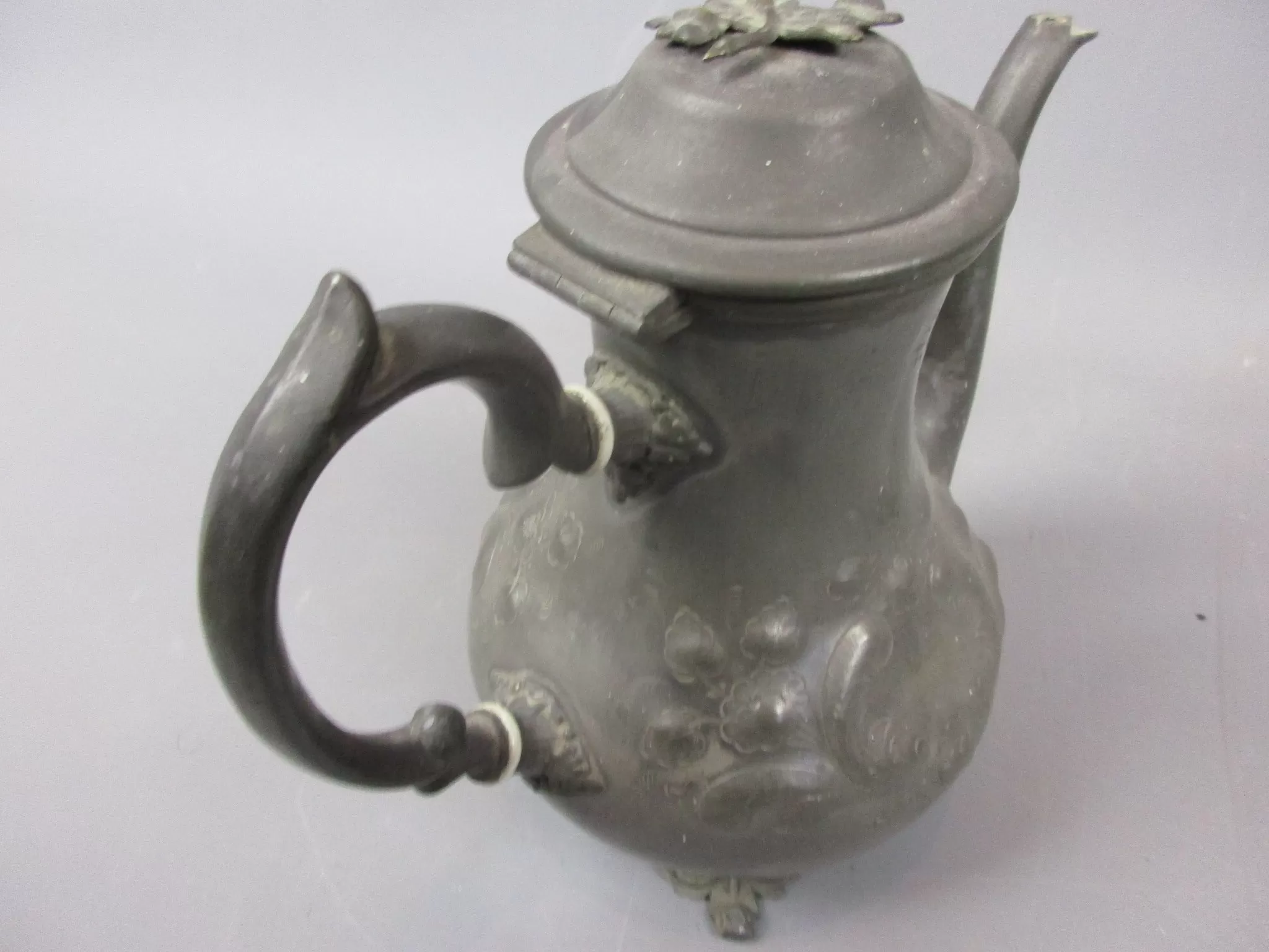 Pewter Chocolate Pot Antique 19th Century