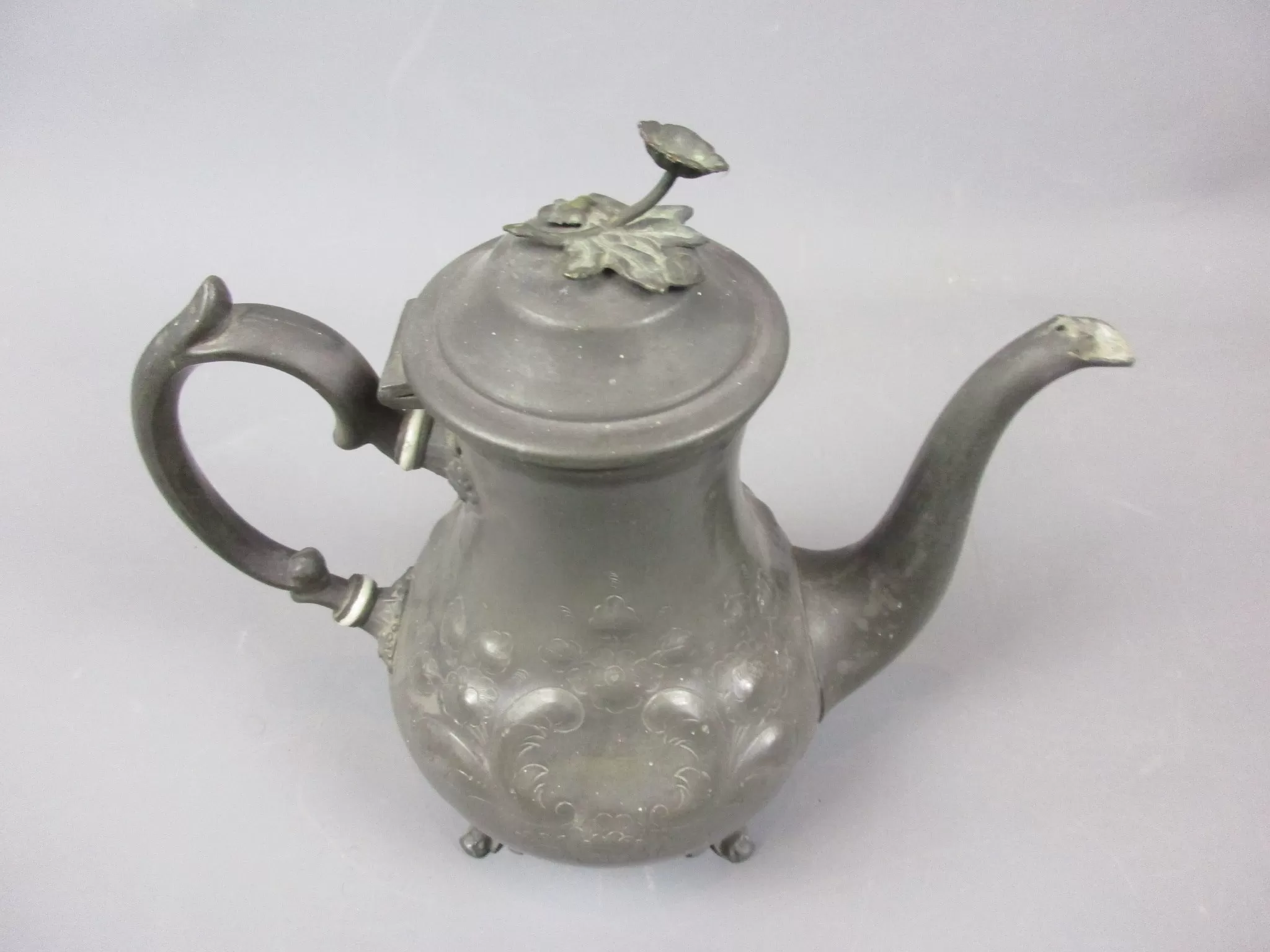 Pewter Chocolate Pot Antique 19th Century