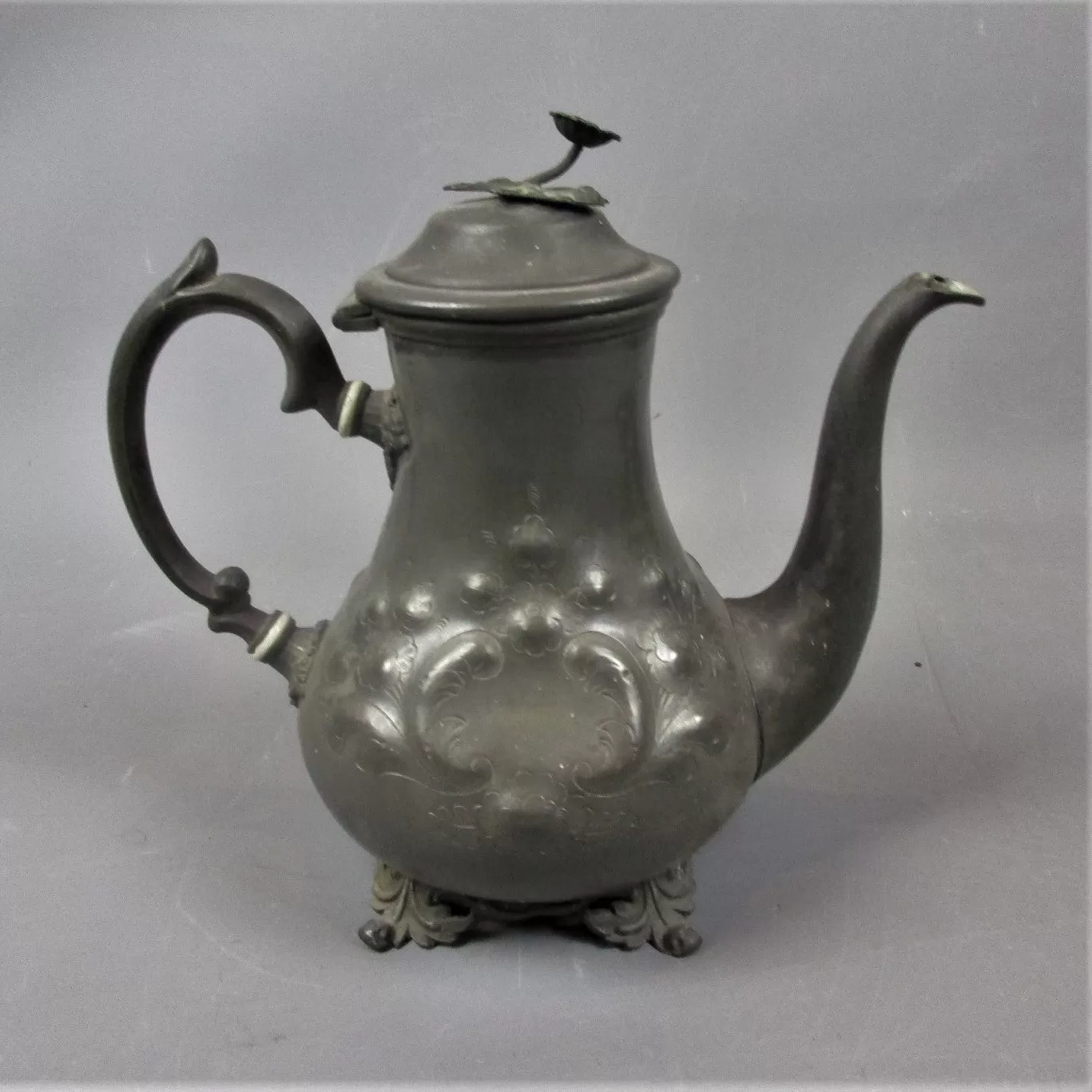 Pewter Chocolate Pot Antique 19th Century