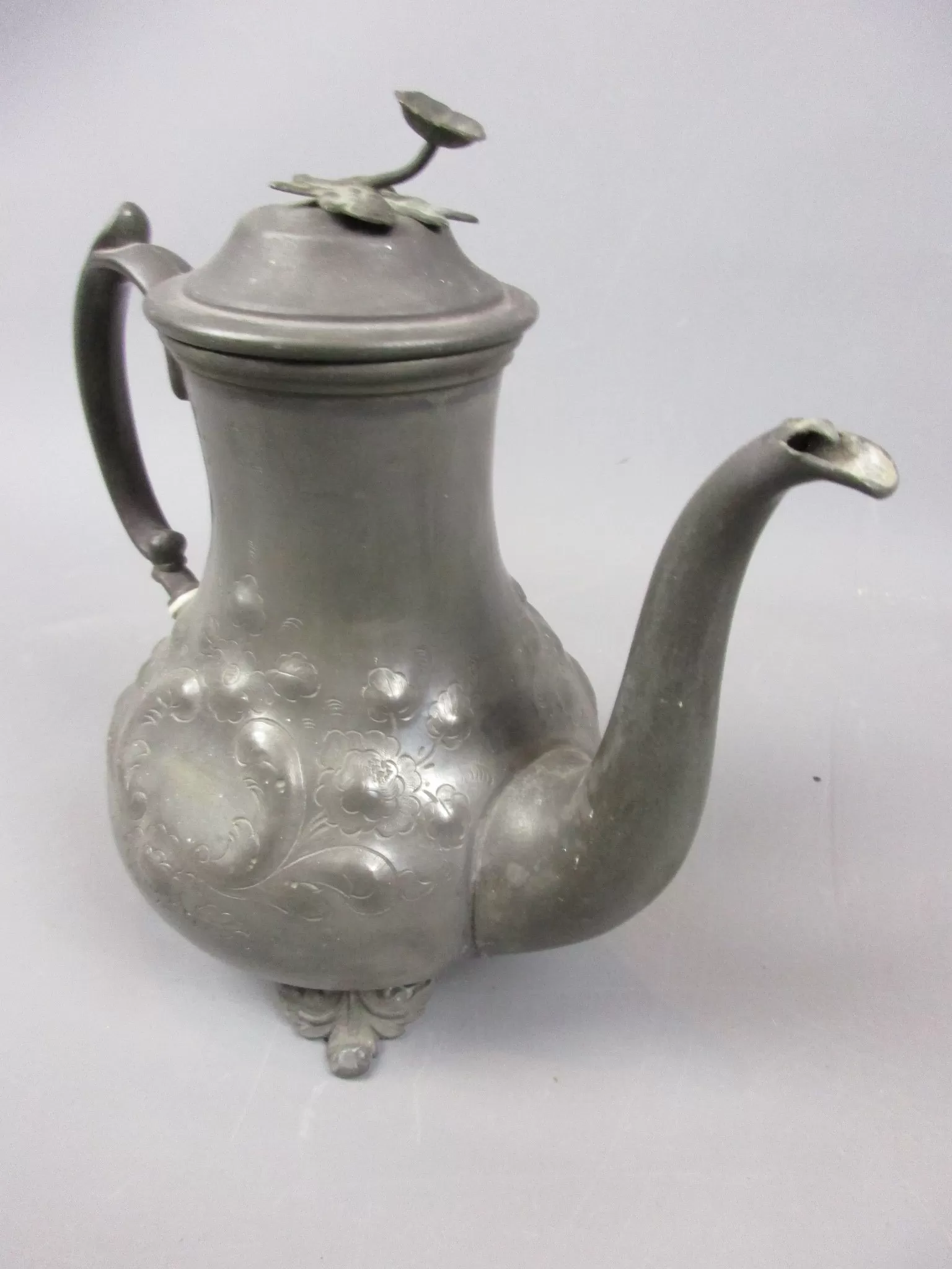 Pewter Chocolate Pot Antique 19th Century