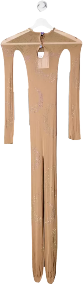 Poster Girl Nude Embellished Long Sleeve Jumpsuit One Size