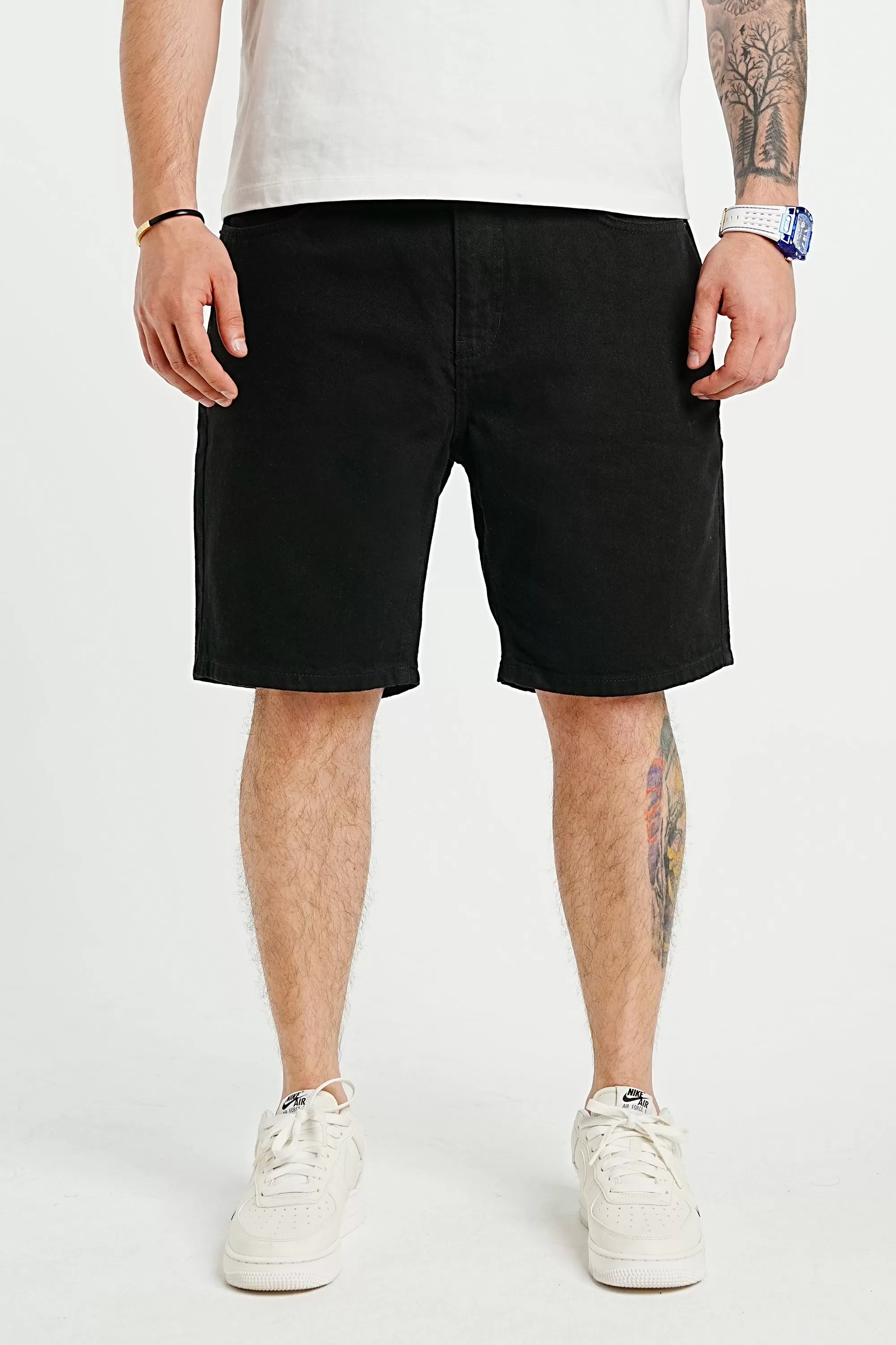 Premium Basic Black Denim Shorts