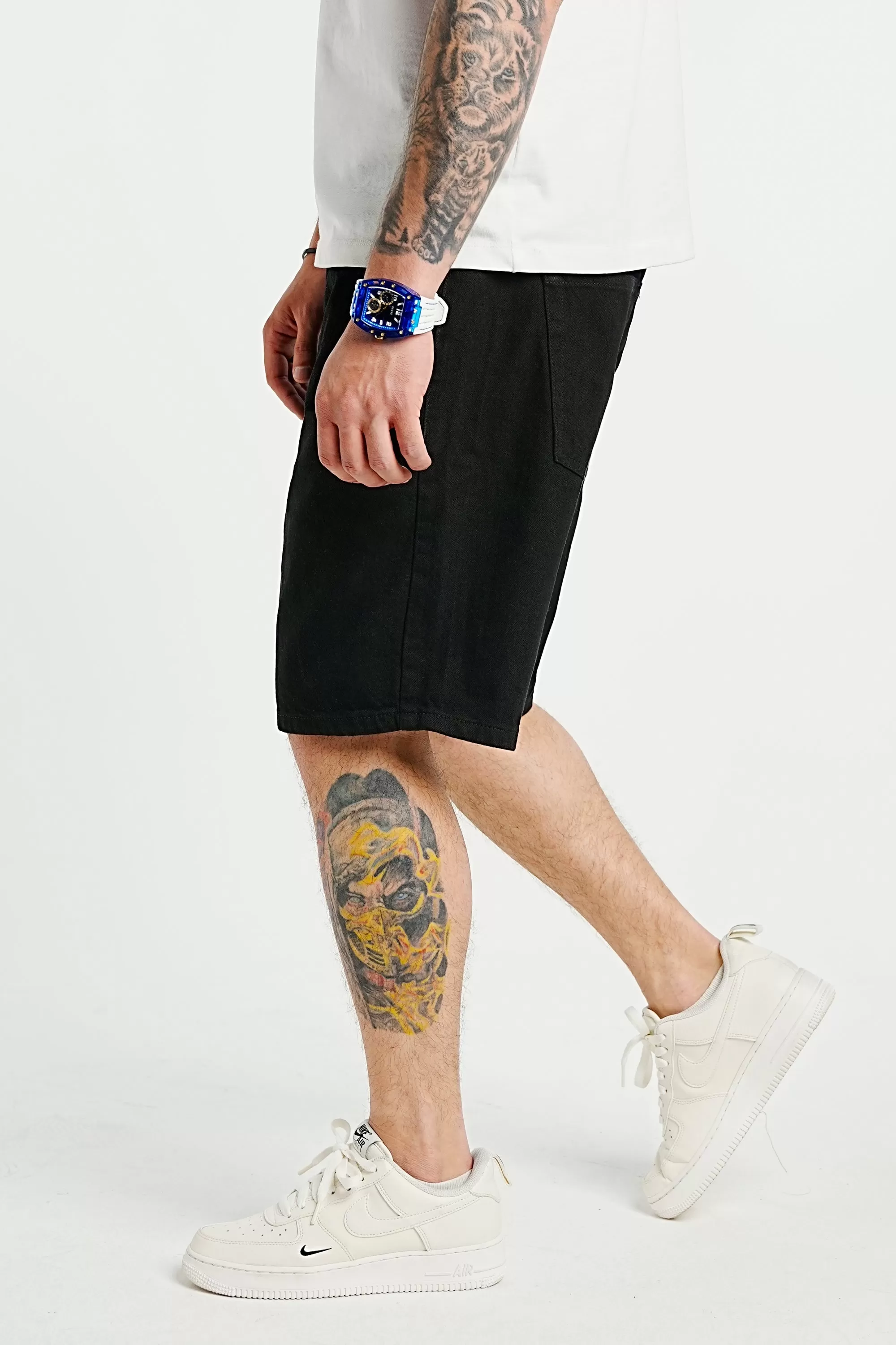 Premium Basic Black Denim Shorts