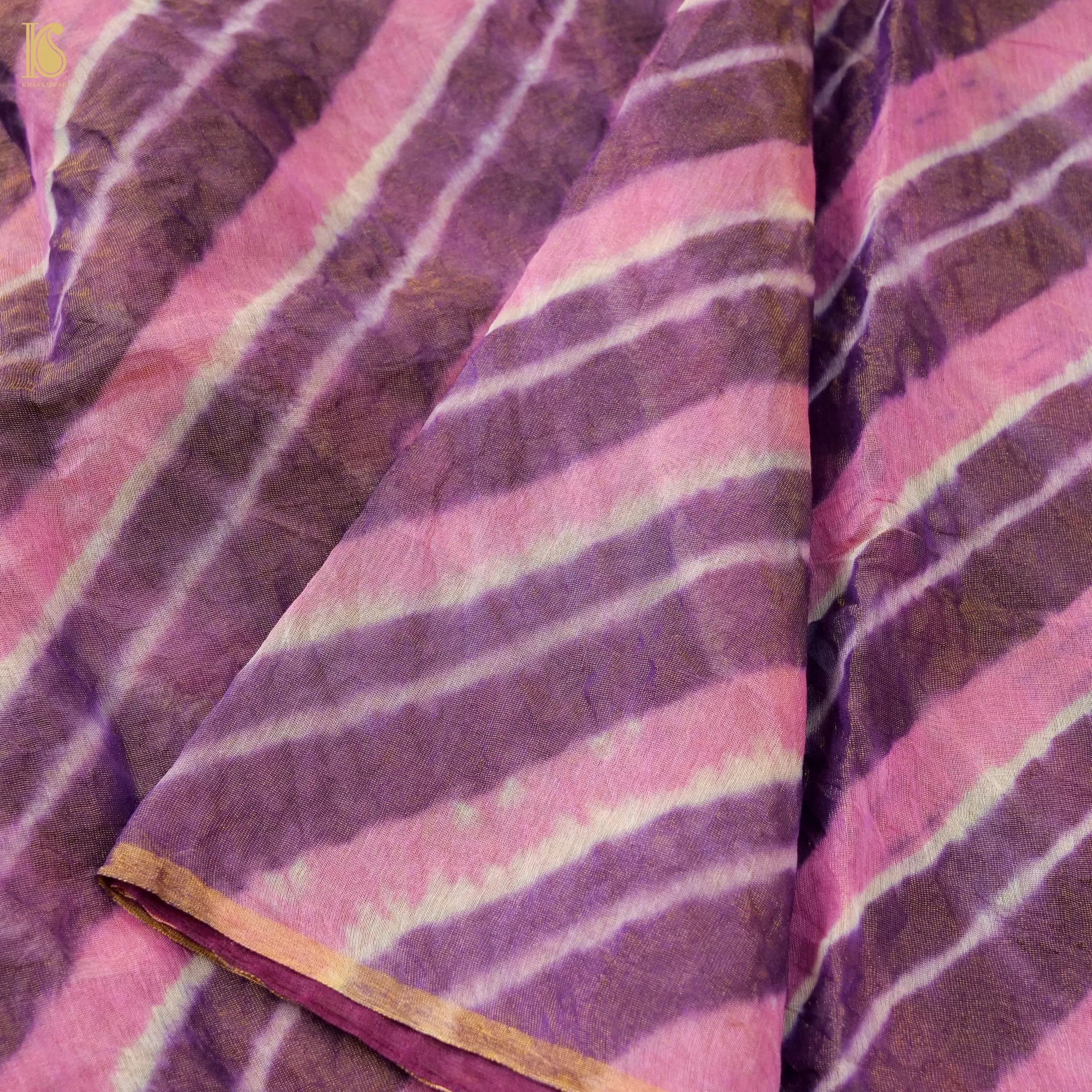 Purple Pure Chanderi Tissue Leheriya  Saree