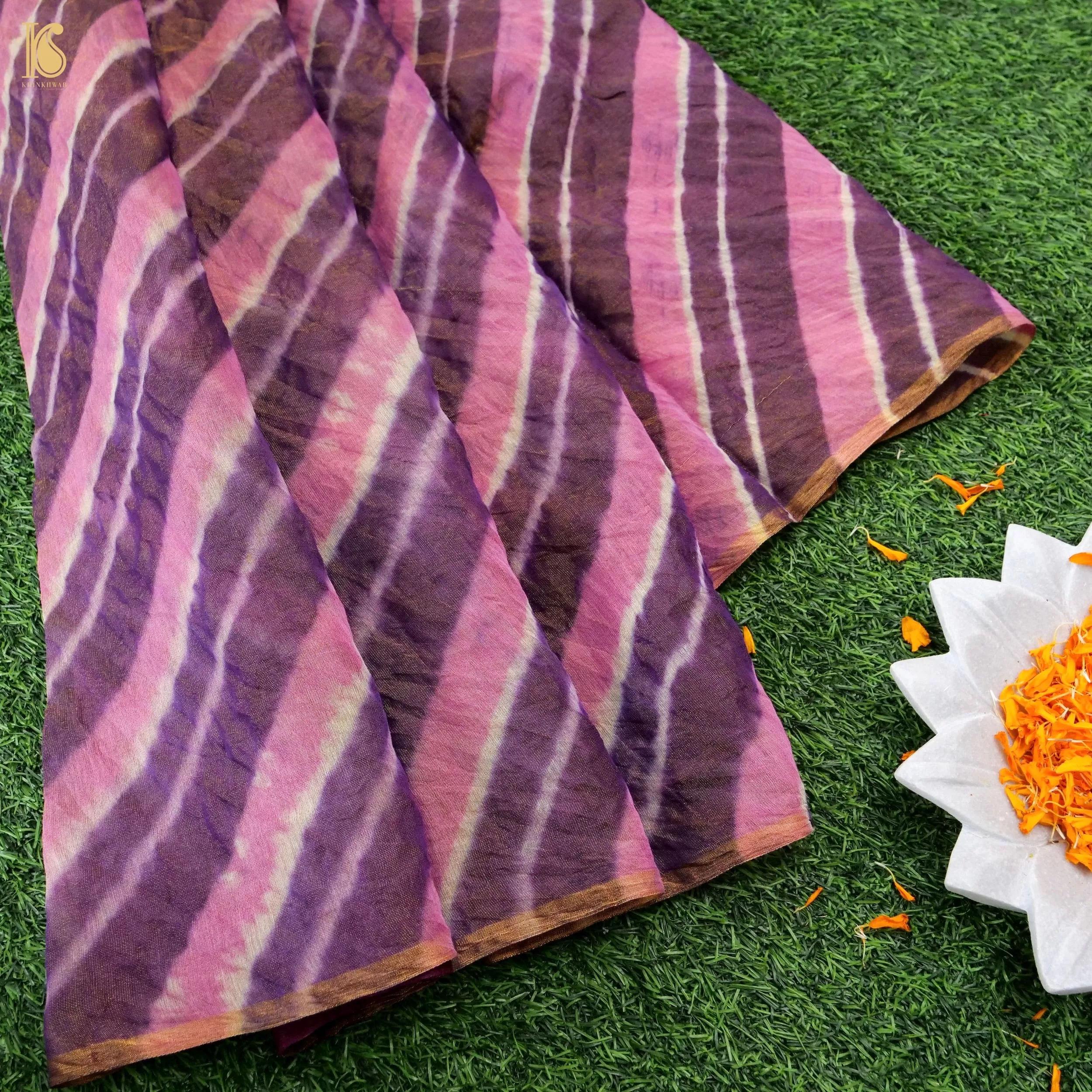 Purple Pure Chanderi Tissue Leheriya  Saree