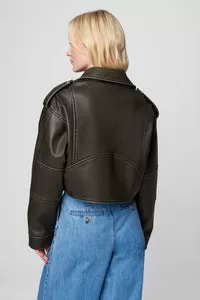 Ride Off Distressed Vegan Leather Moto Jacket