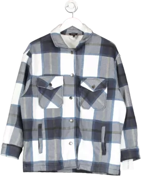 RISING Blue Oversized Check Shacket- Navy UK M