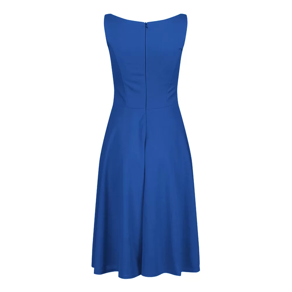 Royal Blue Audrey 1950s Style Swing Dress