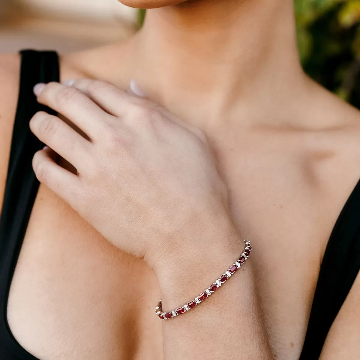 Ruby and Double Diamond Bracelet